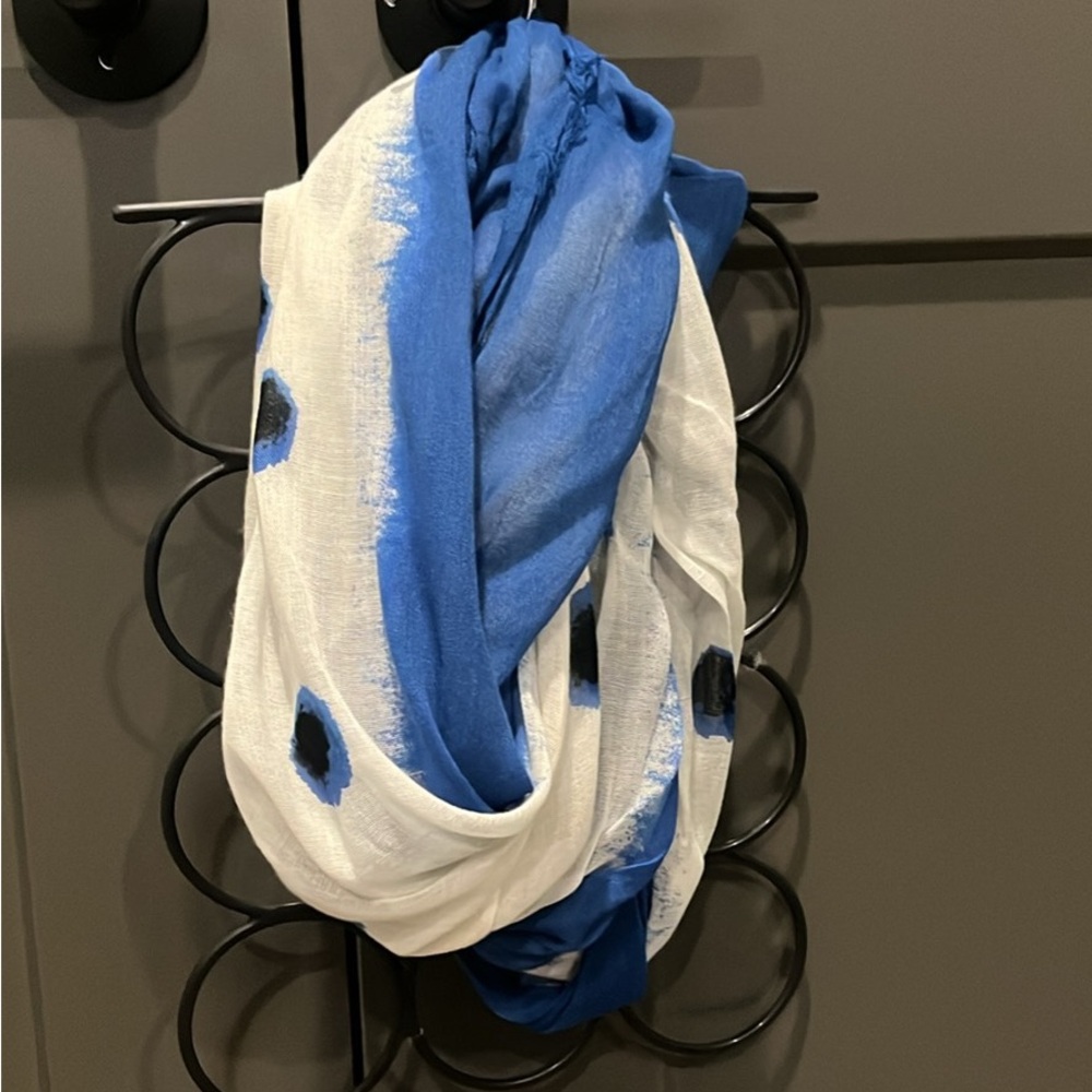 Blue and White Scarf with Black Dots. Multi color as well.